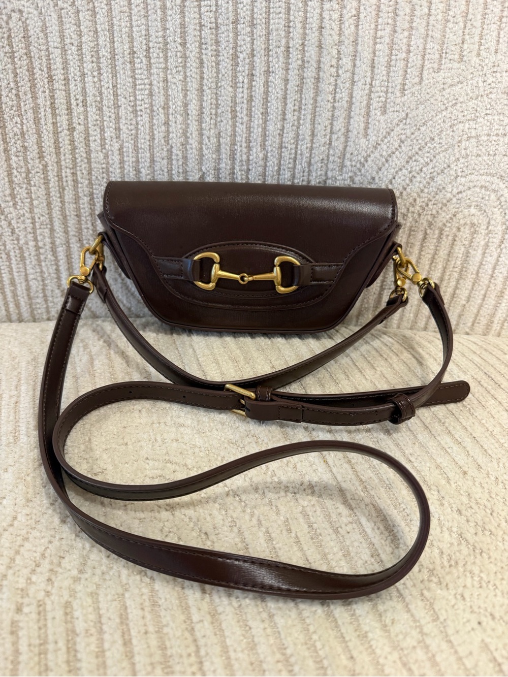 Anthropologie Brown Leather Horsebit Crossbody Bag